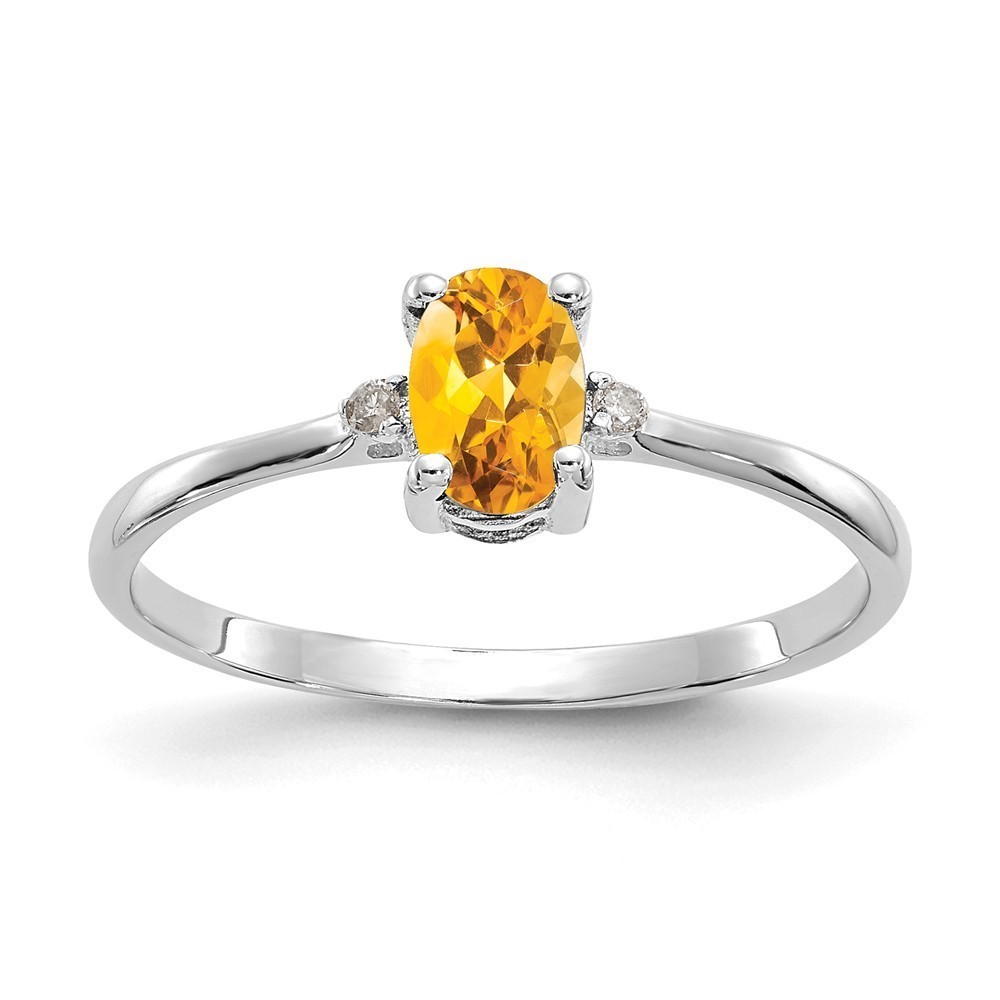 14k White Gold Diamond & Citrine (November Birthstone) Ring Size 6